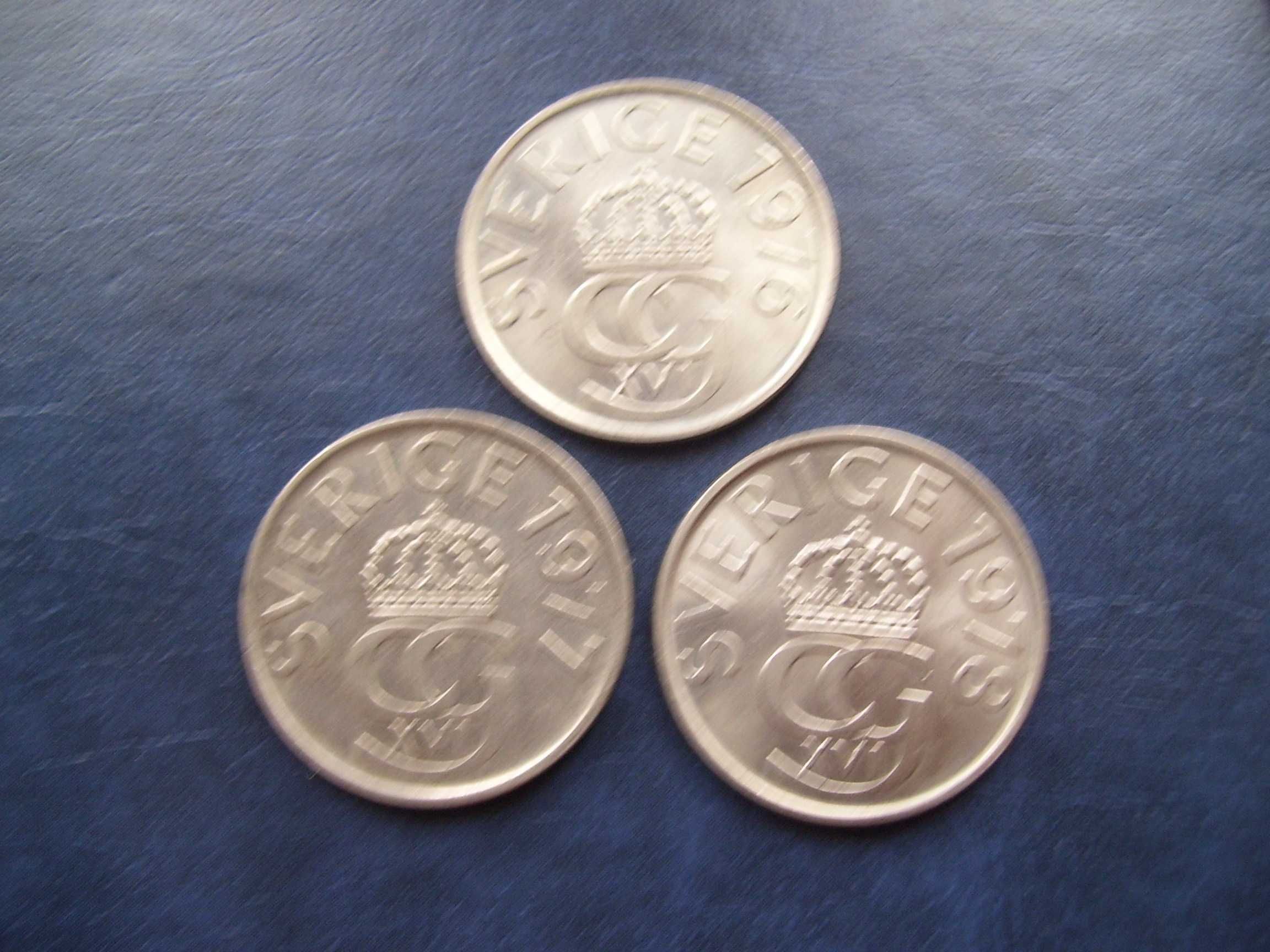 Stare monety  5 koron 1976 , 1977 ,, 1978 Szwecja