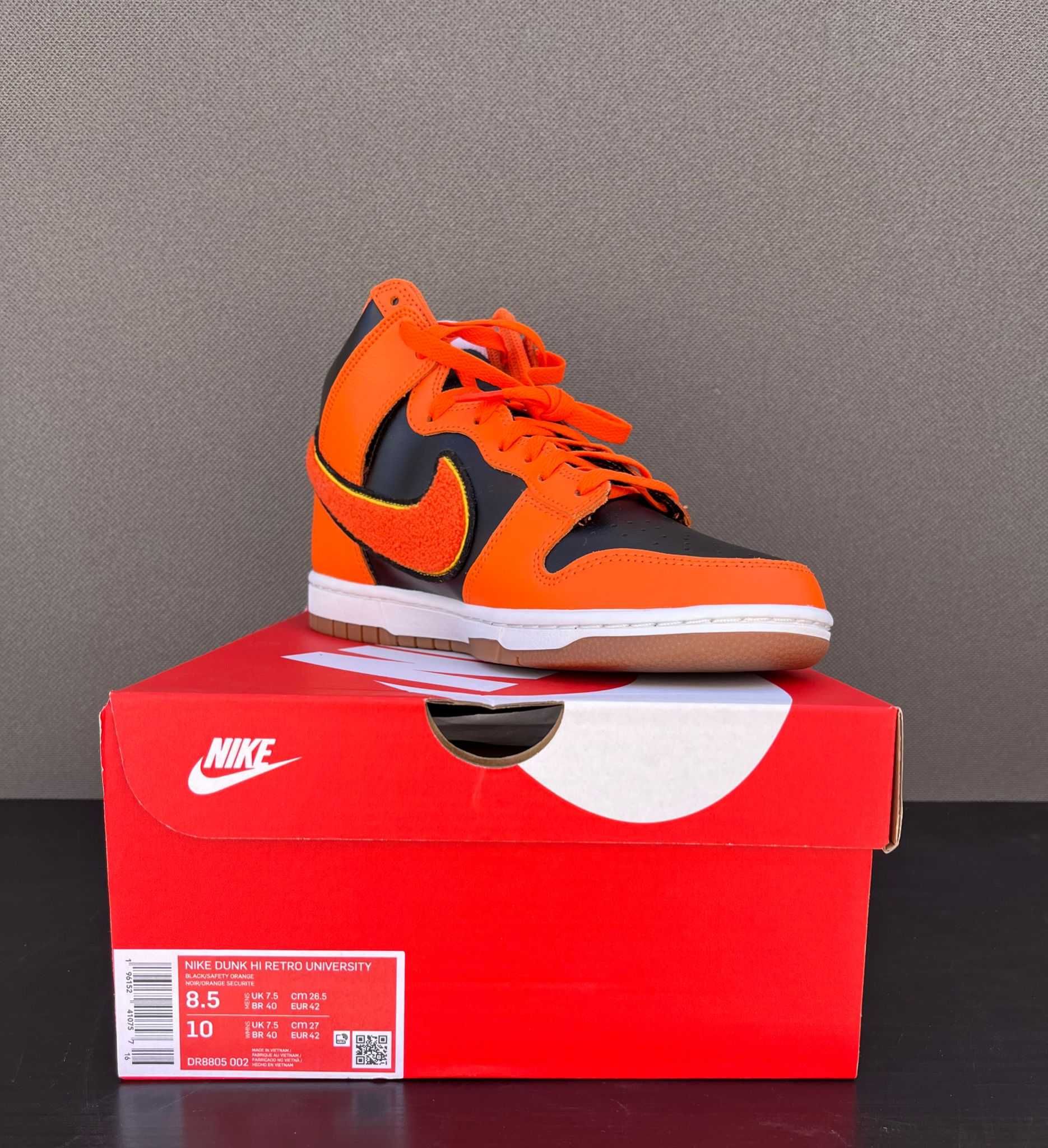 Nike Dunk High University Black Safety Orange