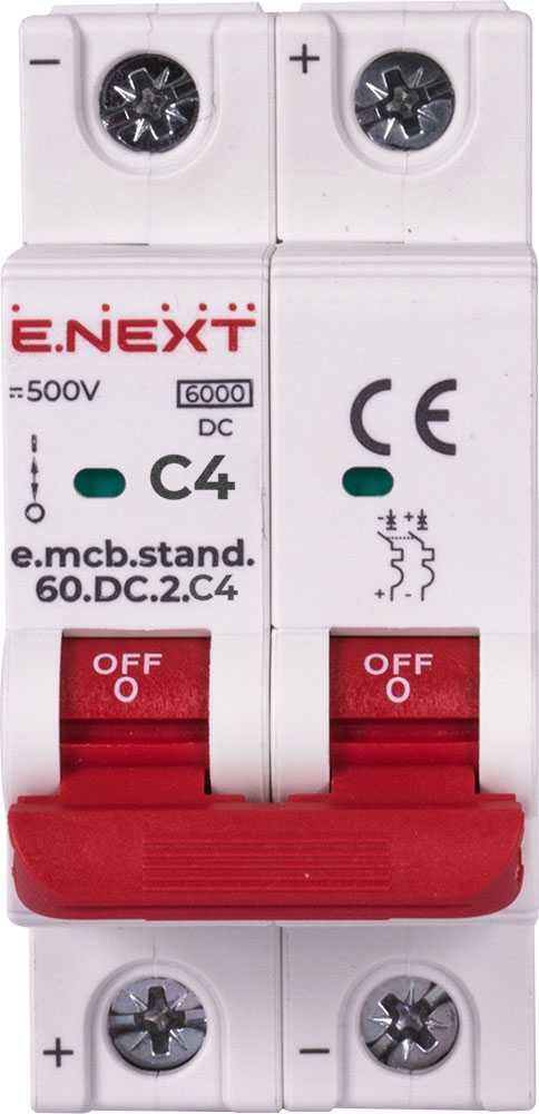 E.NEXT Wyłącznik nadprądowy bezpiecznik DC C4 4A 2p 500V DC 6 kA