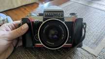 Aparat Praktica Super TL z obiektywem pancolar 1,8/50 aus JENA zebra
