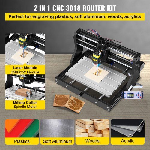 Máquina de Gravação CNC 3018 Pro com Laser de 2500mW