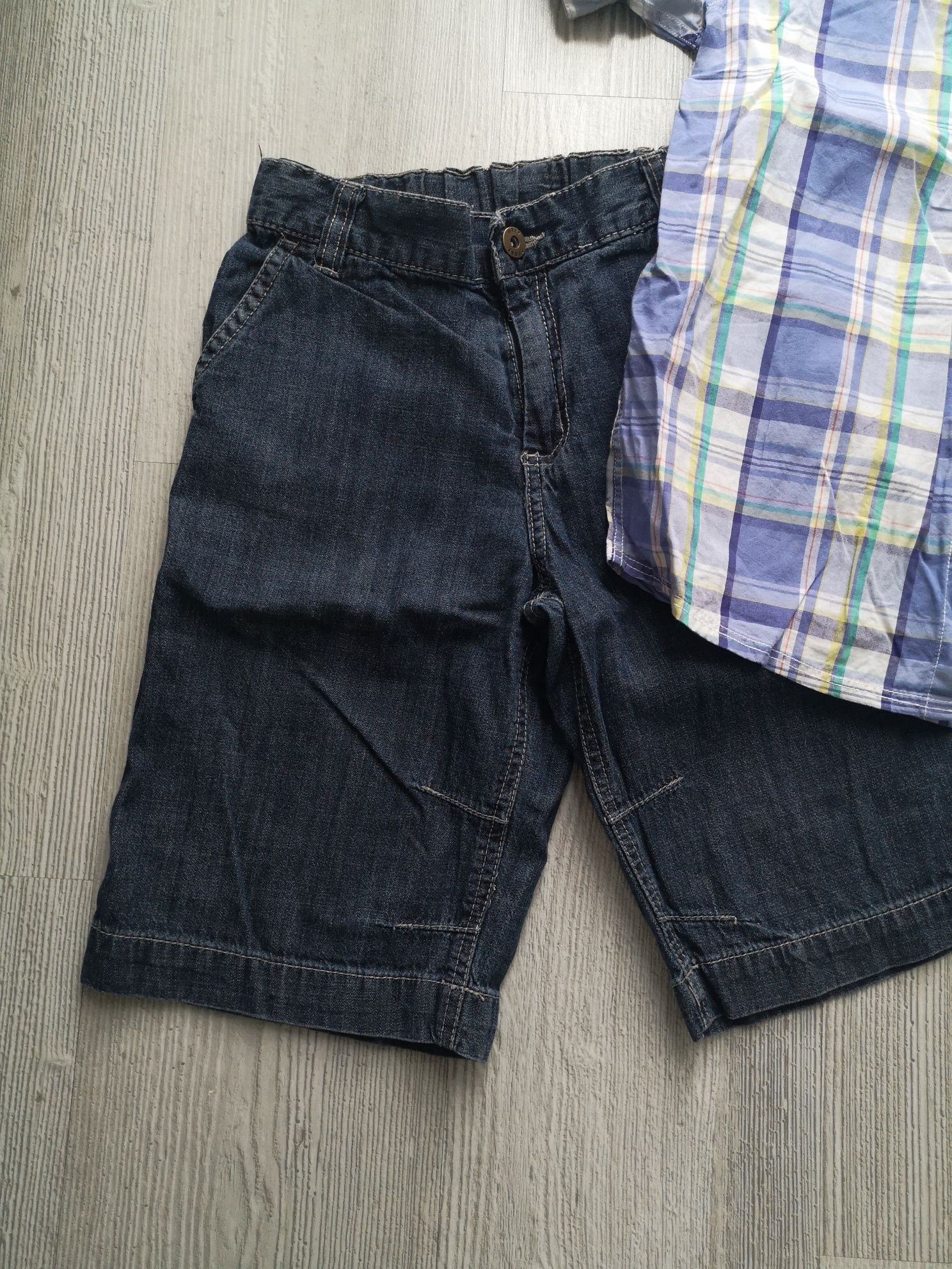 Next zestaw dla chłopca koszula + jeansowe spodenki