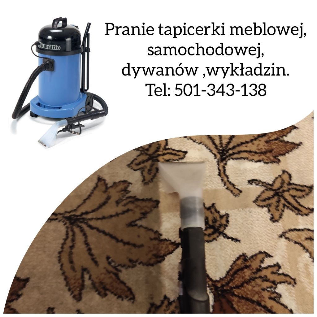 Pranie tapicerki meblowej, samochodowej, dywanów, wykładzin