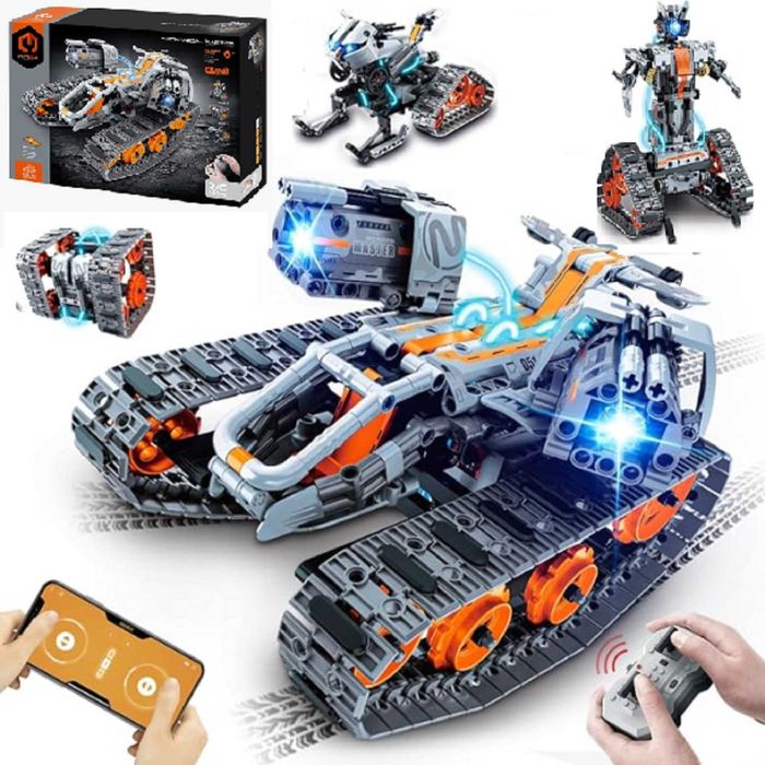Конструктор STEM на радіокеруванні танк робот-трансформер 4в1