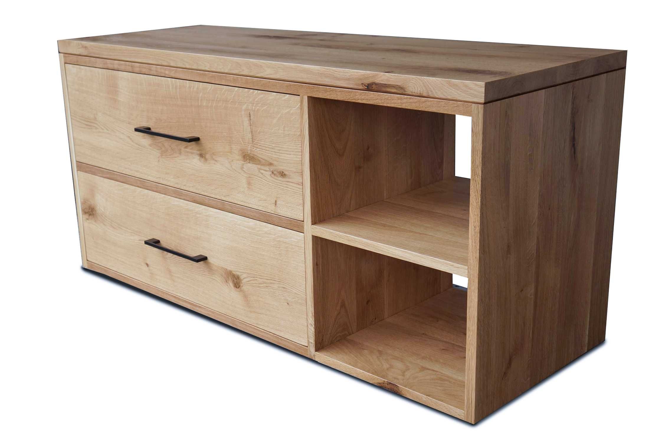 Drewniana szafka pod umywalkę szuflady dąb 120 cm wisząca