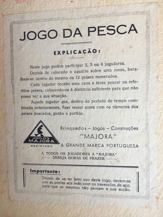 Jogo da Pesca muito raro anos 1940/50