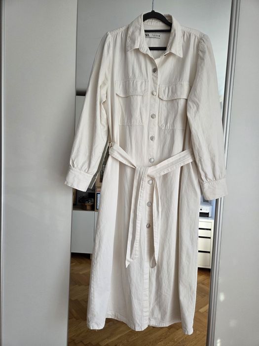 Sukienka Zara 40 szmizjerka śmietankowa