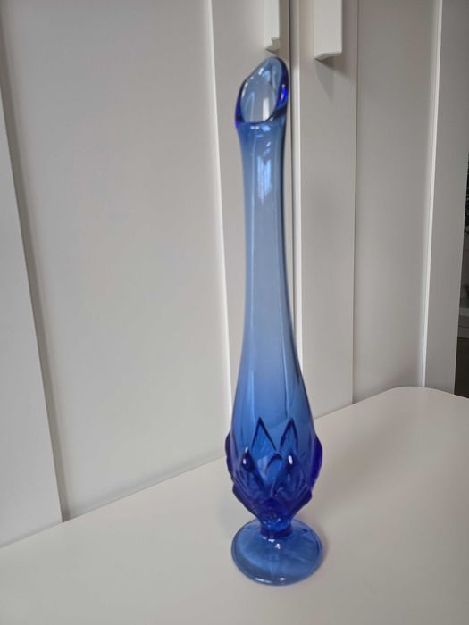 Wazon niebieski - szkło - Huta Szkła Gospodarczego Ząbkowice