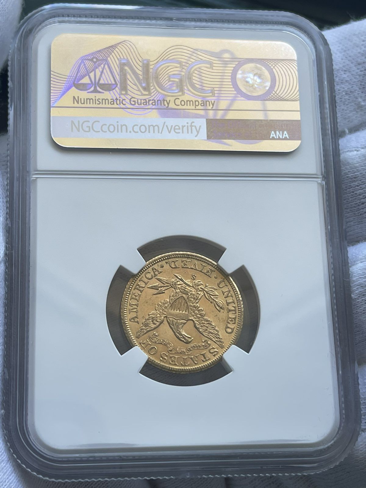 5 долларов 1901, США, грейд ms62, золото 900 проба!