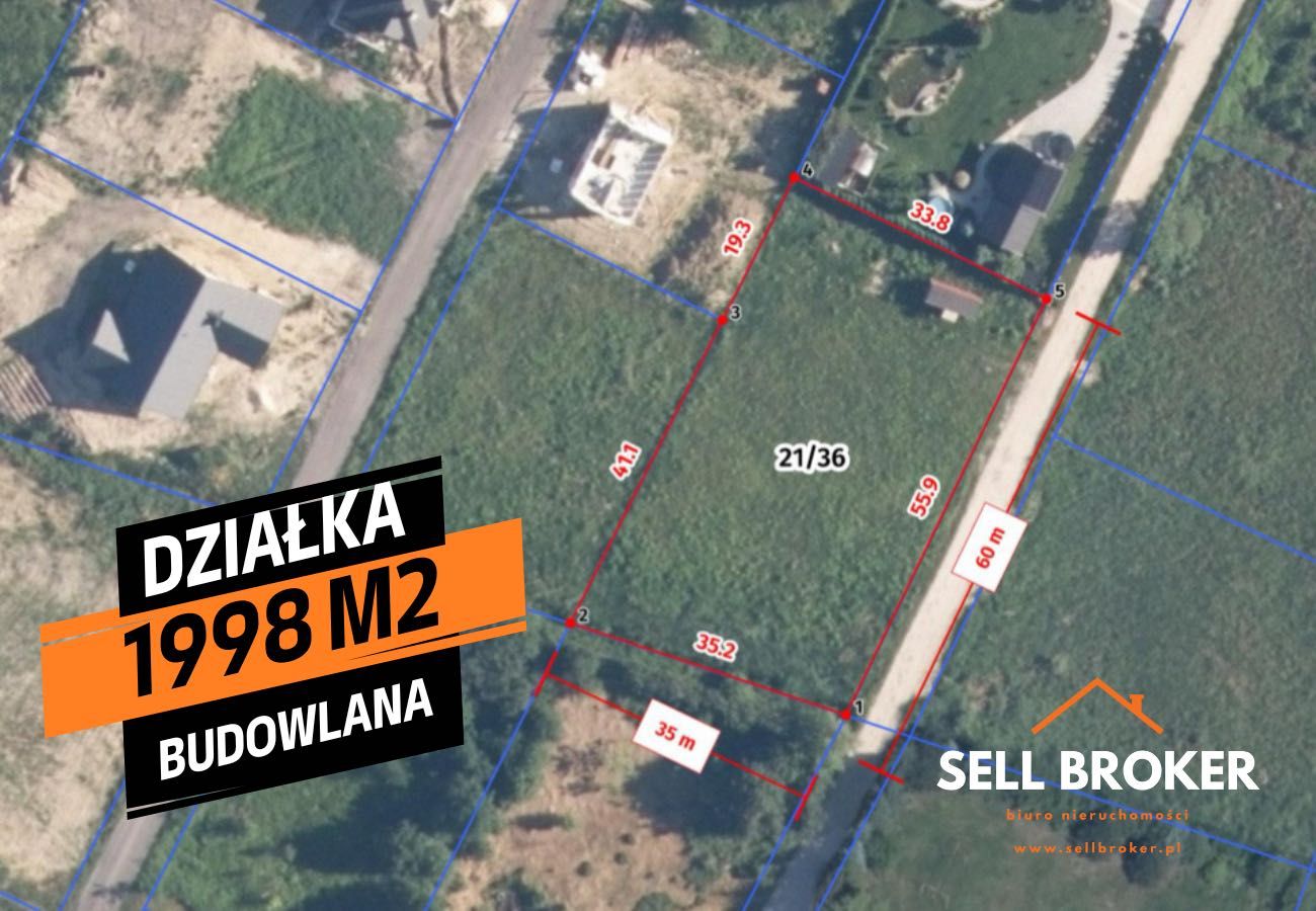 Działka budowlana 1998 m2 / Wielgolas 35 m x 60 m