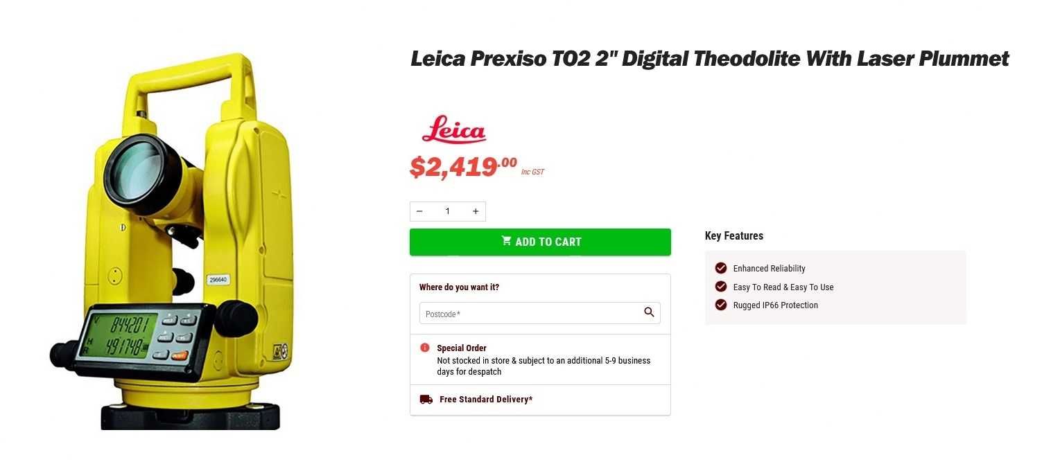 Teodolit cyfrowy Leica Prexiso TO2 2" Niwelator optyczny Theodolite