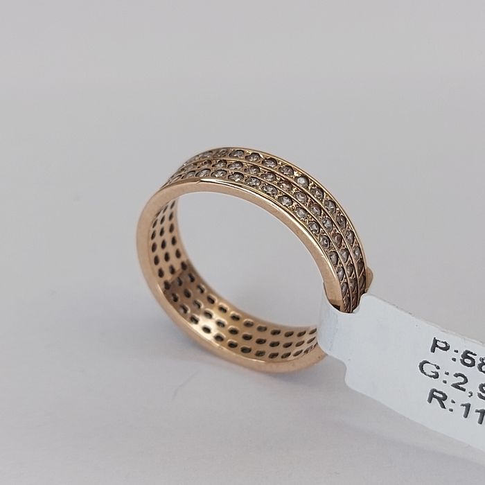 Złoty Pierścionek Obrączka z cyrkoniami R11