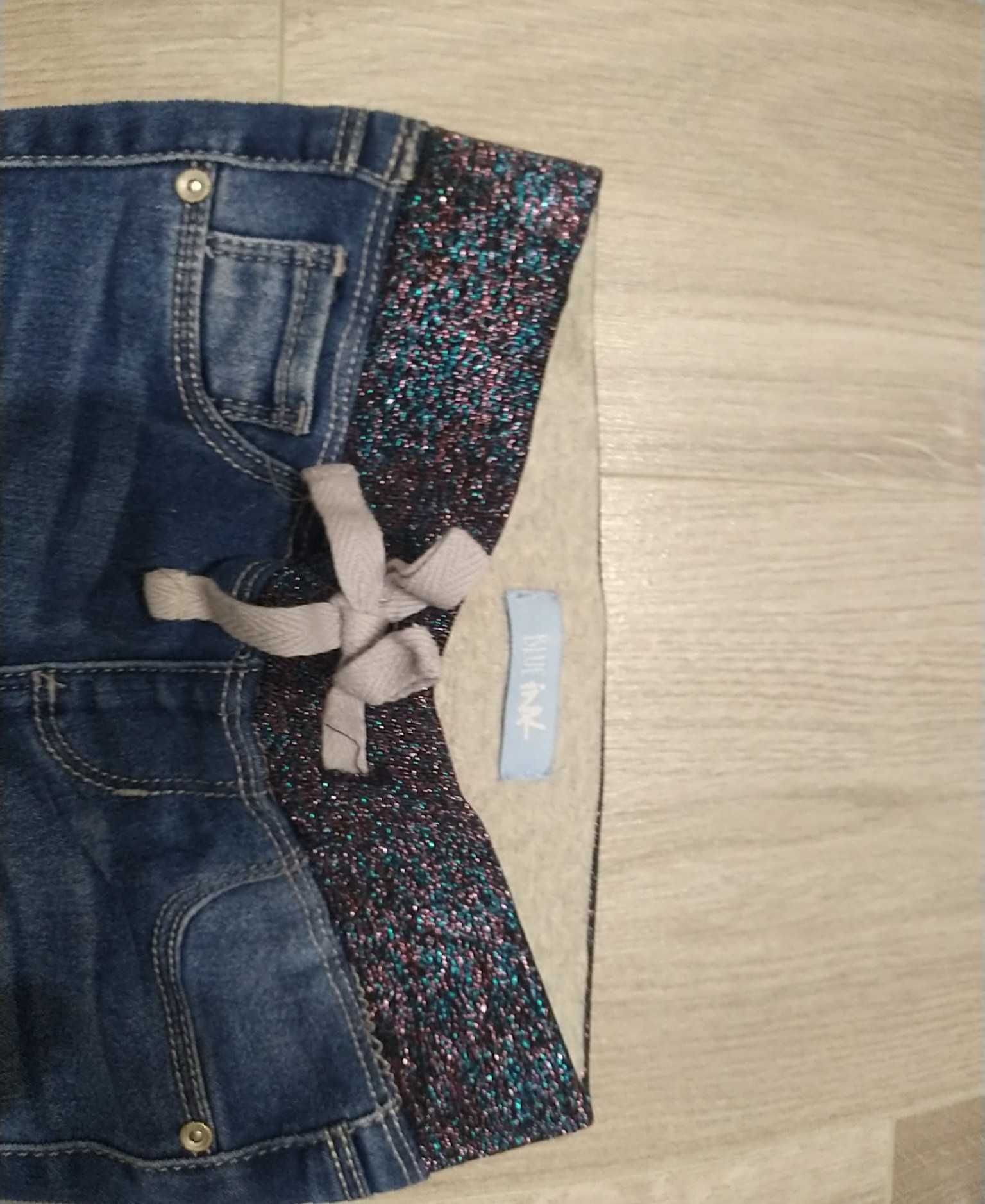 Spodnie dla dziewczynki rozmiar 4, jednorożce z cekinów, pas z gumką