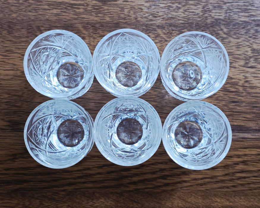 Kryształowe kieliszki do wódki 6 szt kryształy prl retro vintage