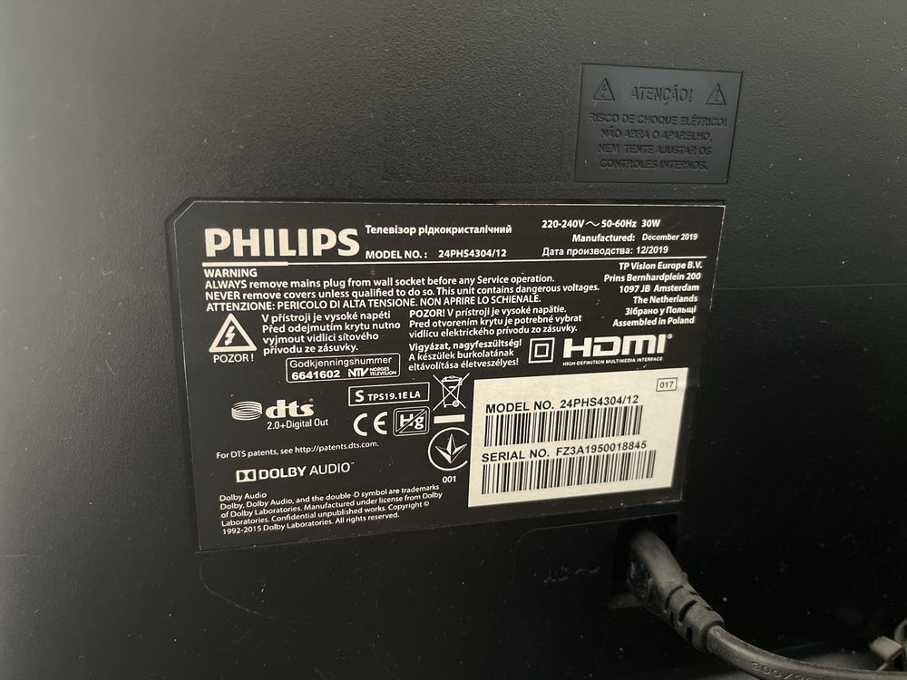 Телевізор 24 дюйми Philips MODEL NO.: 24PHS4304/12