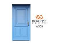 Drzwi zewnętrzne ciepłe powietrze niebieskie RAL5024 retro GOTOWE