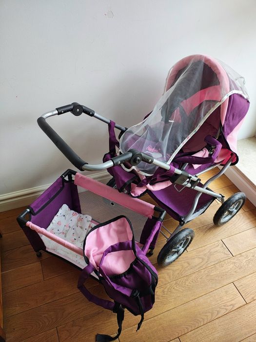 Wózek dla lalek, łóżeczko, nosidełko, torba unicorn, lalka bobas