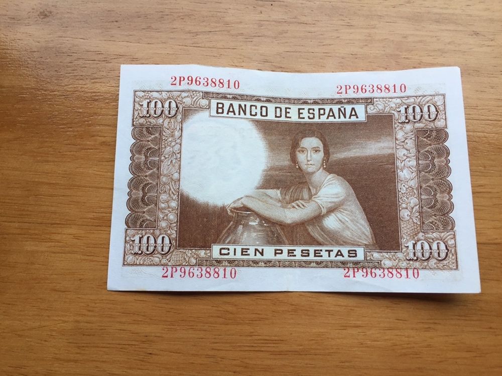 Nota 100 pesetas 1953. 2000 pesetas   / 100 escudos aires ornelas 1961