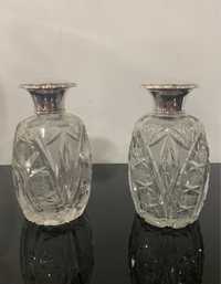 Par de frascos em cristal e prata