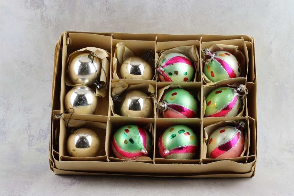 Zestaw starych bombek prl vintage bombki retro ozdoby świąteczne