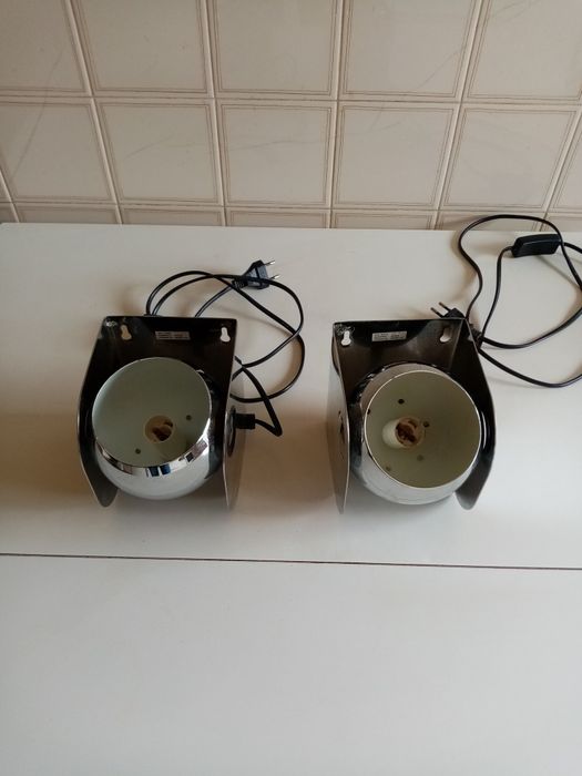 Par focos parede retro aço cromado