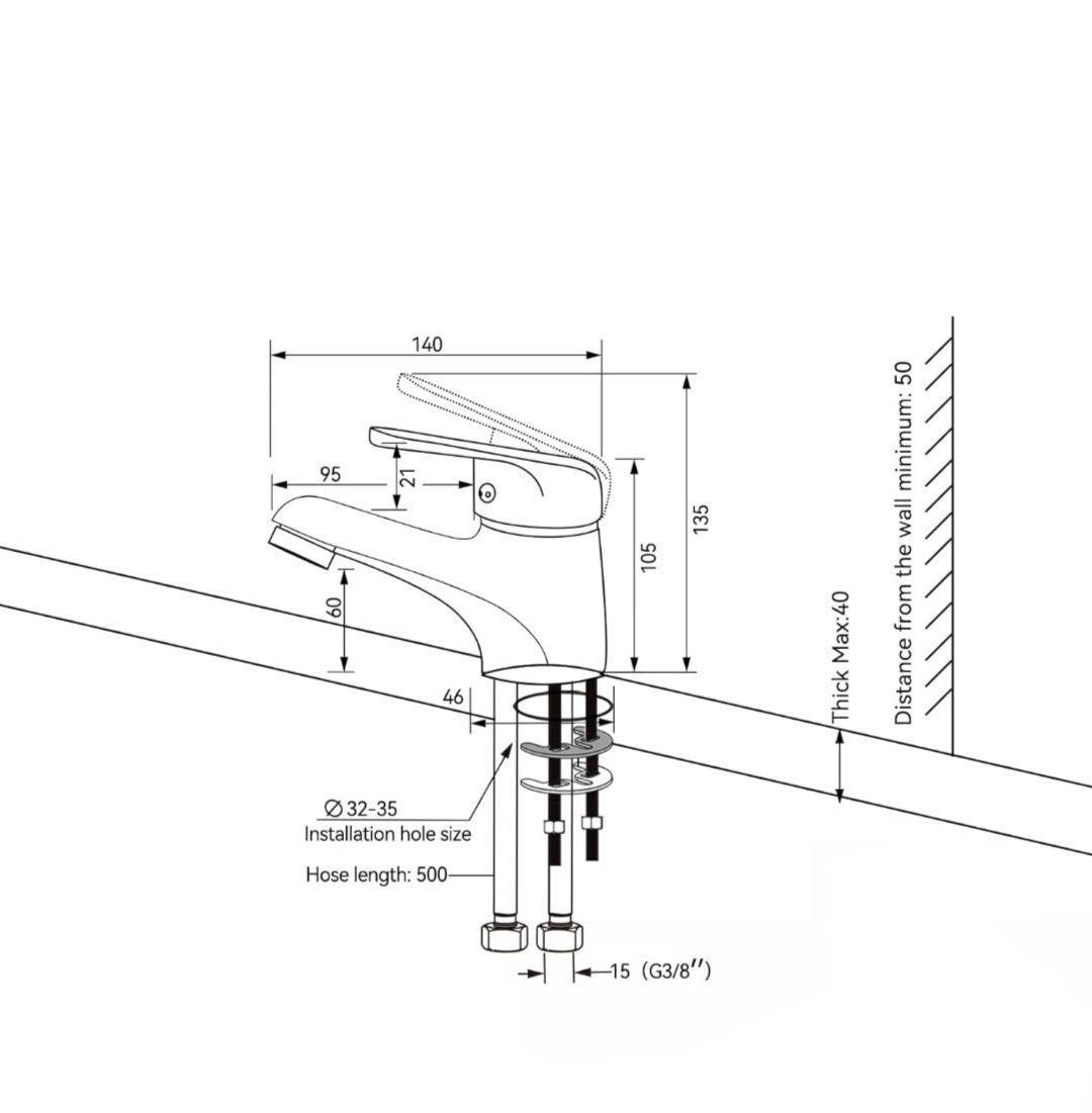 Auralum bateria łazienkowa mała  chrom