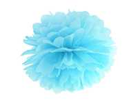 Pompon bibułowy 25 cm błękitny na roczek urodziny