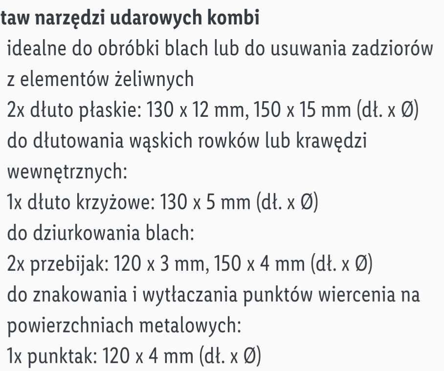 Parkside Zestaw Dłut i Wybijaków
