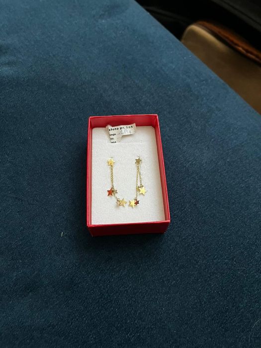 Złote kolczyki 585-gwiazdki