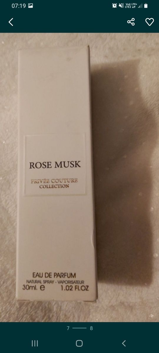 Piękne Perfumy 30ml Rose musk.