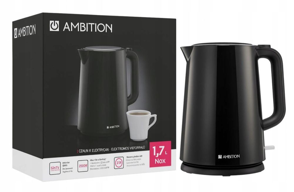 Czajnik elektryczny czarny AMBITION NOX