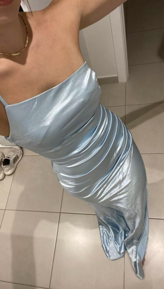 Vestido cerimónia azul bebé