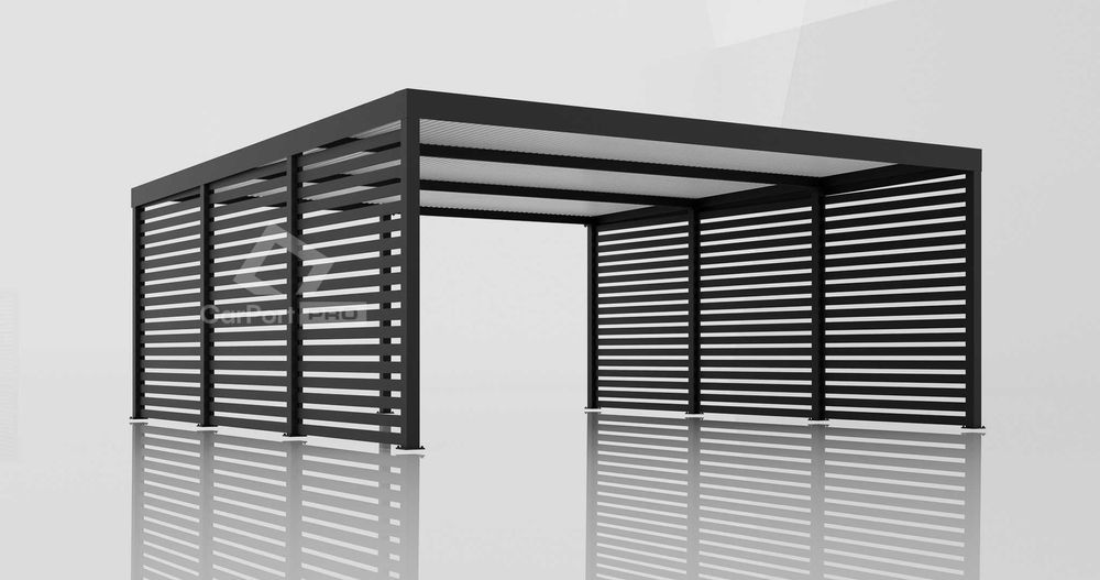CarPort PREMIUM - wiata samochodowa 6x5,7 - antracyt - zabudowa  CP110