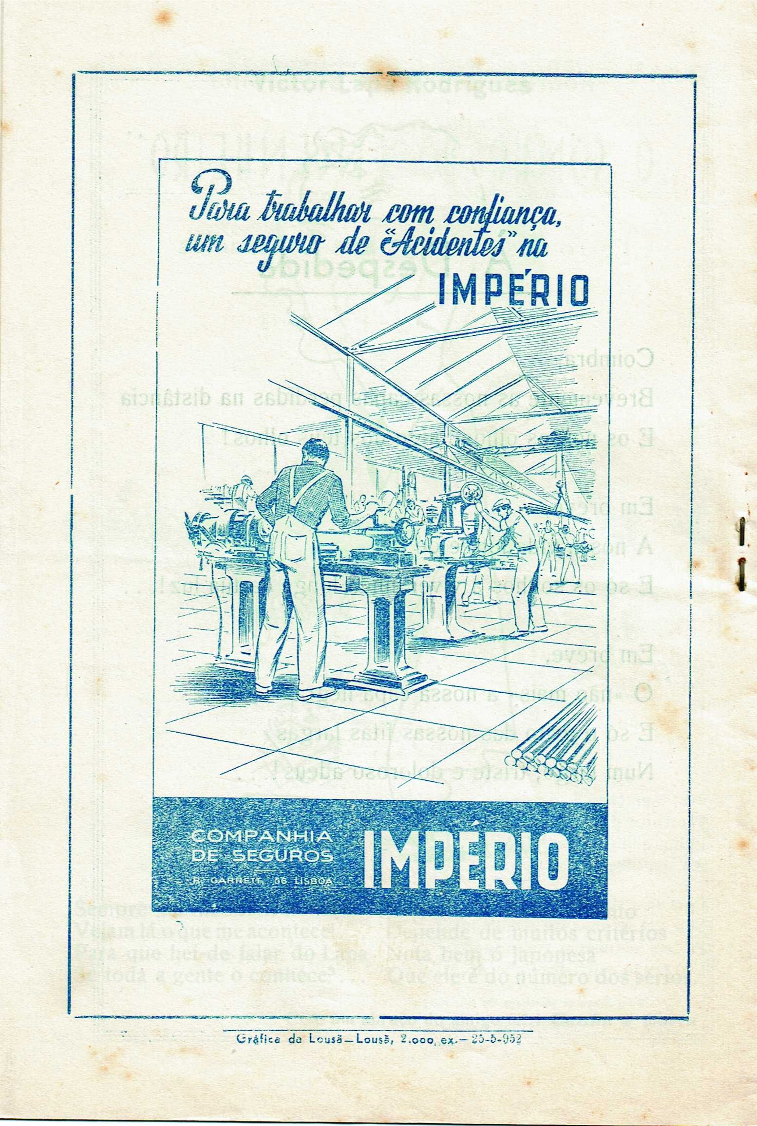 Libreto da Queima das Fitas Coimbra maio 1952 -