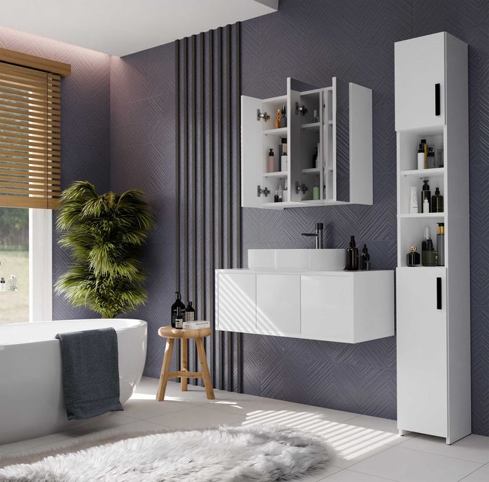 Szafka Łazienkowa POLA 3L Wisząca Z 3 Lustrami Nad Umywalkę BIAŁA