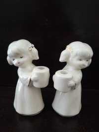 Porcelanowe Figurki Aniołki Świeczniki