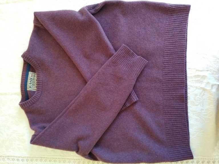 Sweter wełniany, damski, 100 % wełna, rozm. XL, burgund/fiolet/bordo