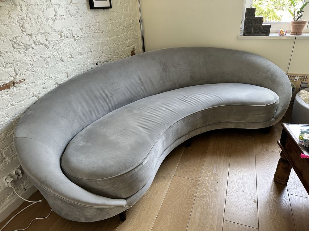 Sofa Westwing welurowa szara