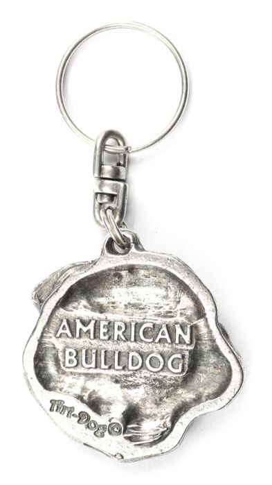 Buldog amerykański brelok do kluczy posrebrzany Art-Dog