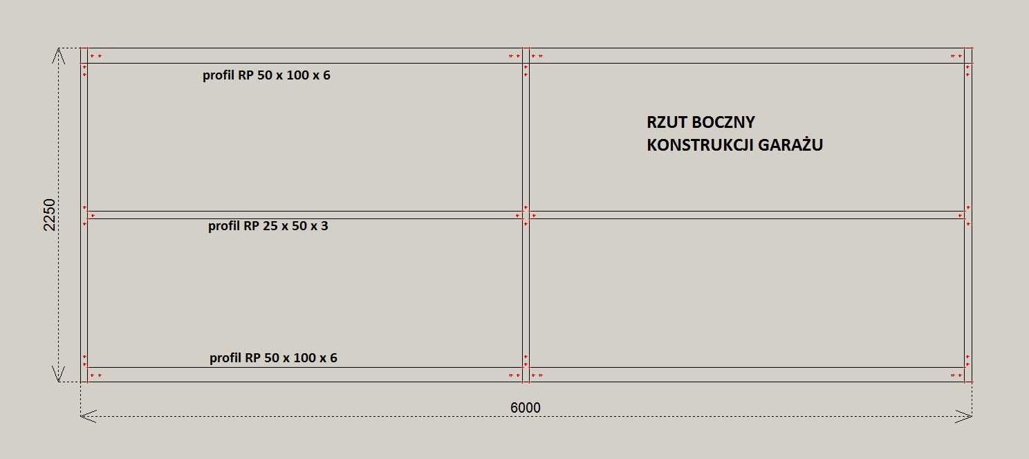 Konstrukcja garażu szer.4mxdł.6mx2.25m (GRP - żywica i włókno szklane)