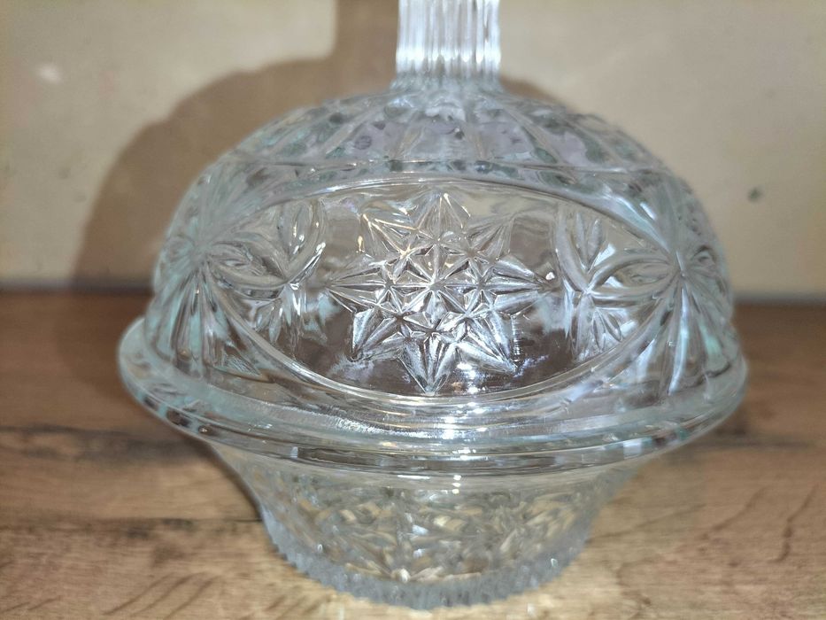 ORYGINALNA PIĘKNA ZABYTKOWA kryształowa cukiernica ozdobna-PRL lata 70