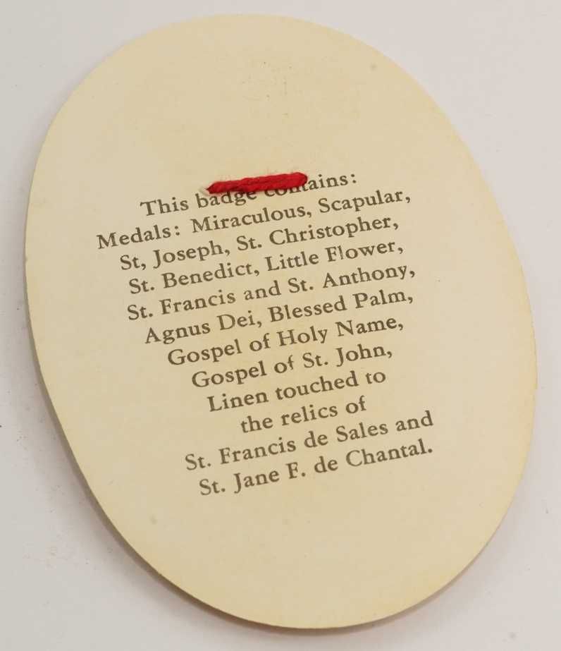 Stary relikwiarz Medaliki Relikwie Św Franciszek Salezy Joanna Chantal