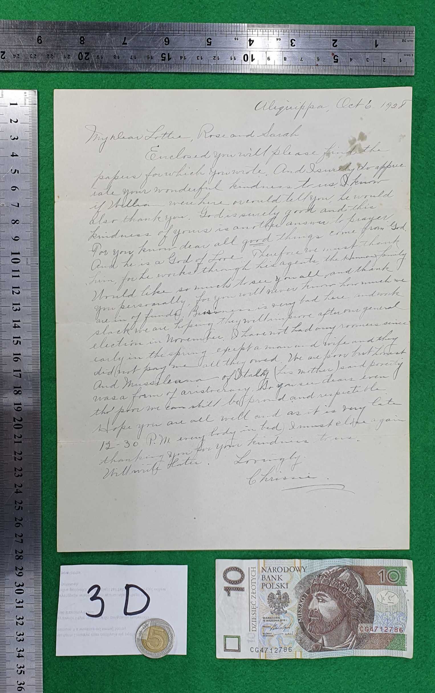 List prywatny  z USA do UK  10.1928R.