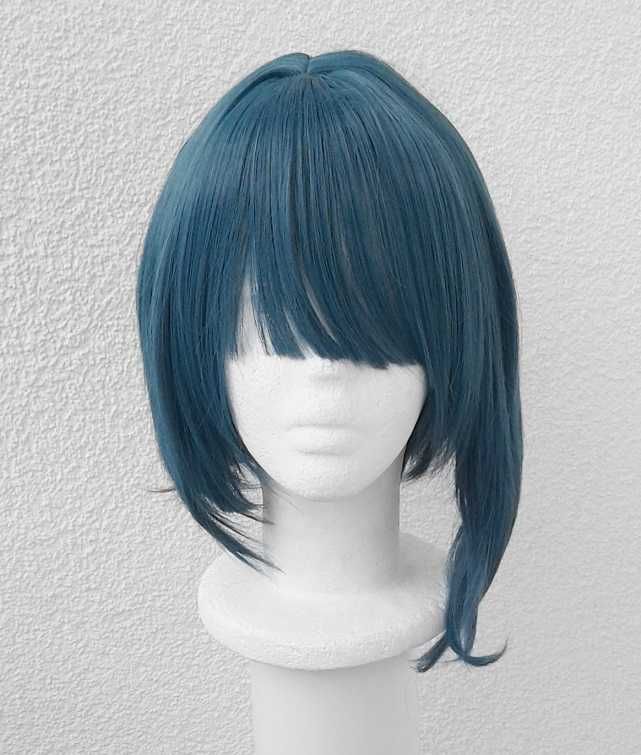 Xingqiu Genshin Impact turkusowa niebieska krótka peruka cosplay wig