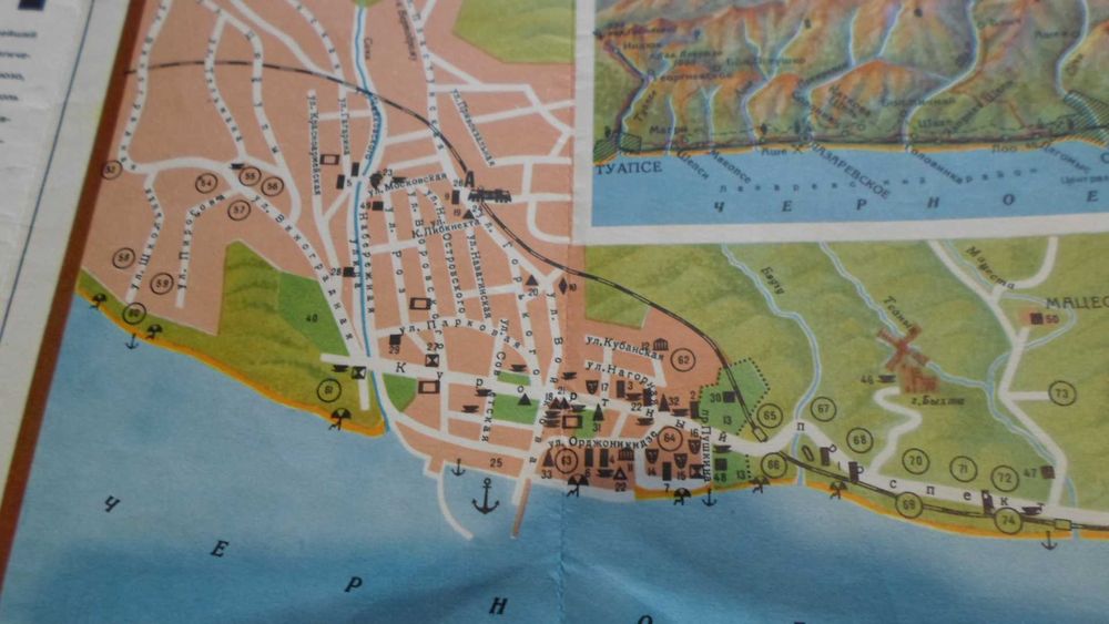 Карта-схема "Большой Сочи" 1970 год