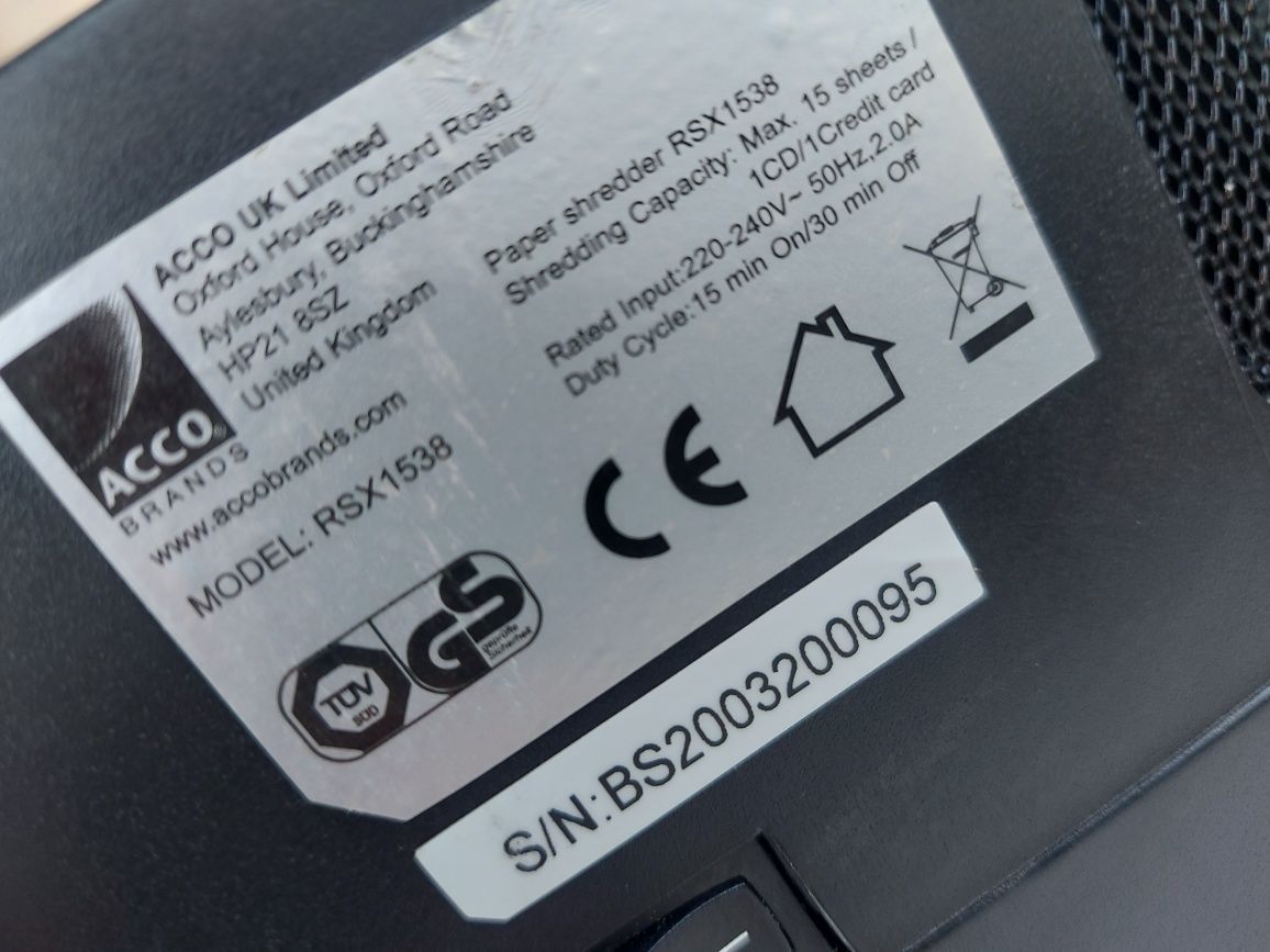 REXEL Pro Max RSX 1538 niszczarka dokumentów, papieru profesjonalna