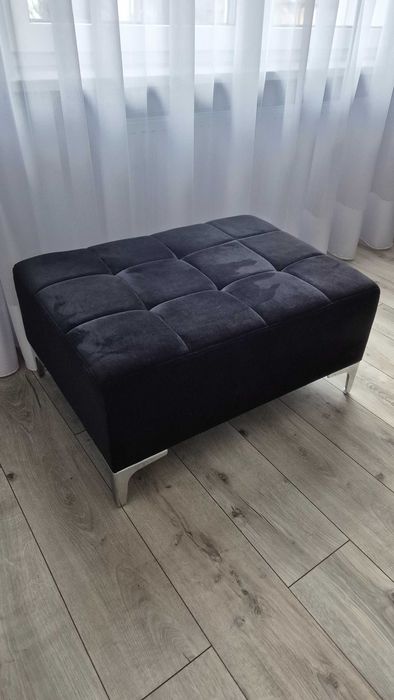 Duża pufa, podnóżek, pikowana welurowa 60x80 cm