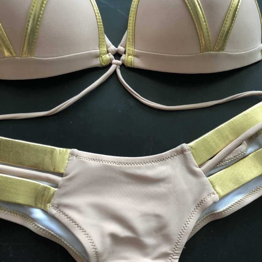 Bikini Stringi Strój Kąpielowy Wiązany Push-Up Damski Kostium Plaża M