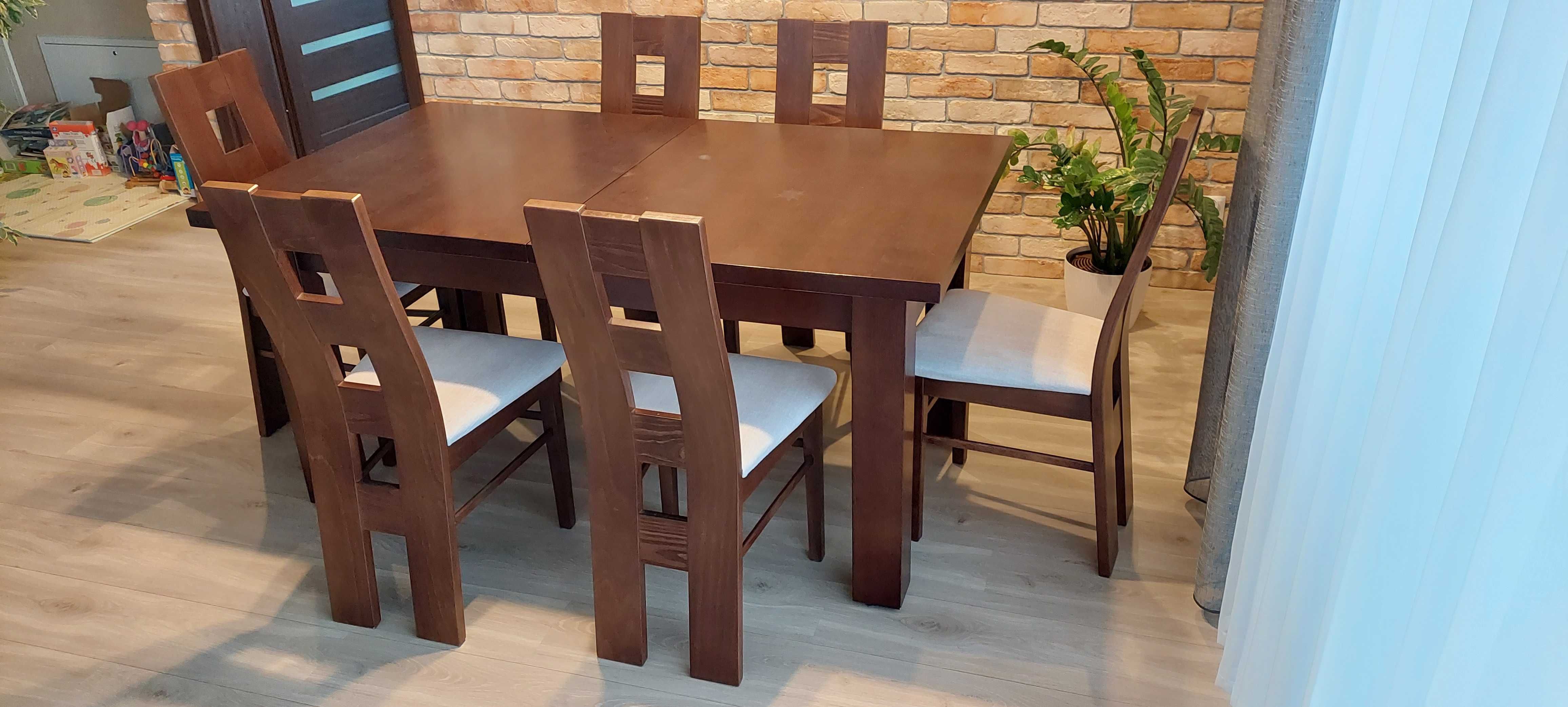 Stół 160-360/90 cm + 6 krzeseł