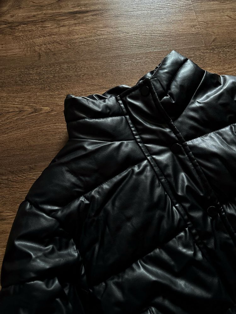 Куртка пуфер з еко-шкіри